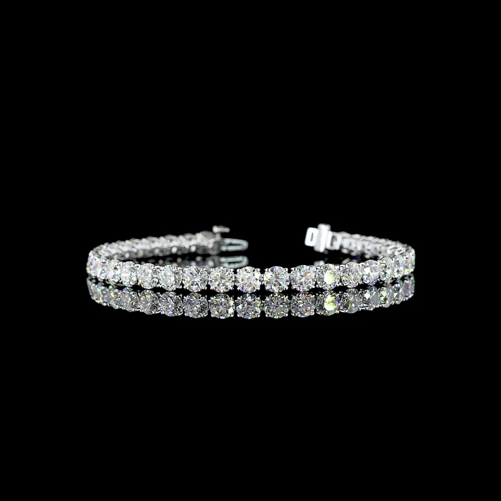 14K White Gold 7.5-Inch Tennis Bracelet with 36 Round Brilliant Cut Lab Diamonds - 13.61 Carat Total Weight, E-F Color VS Clarity - Covaloro Fine Jewelry