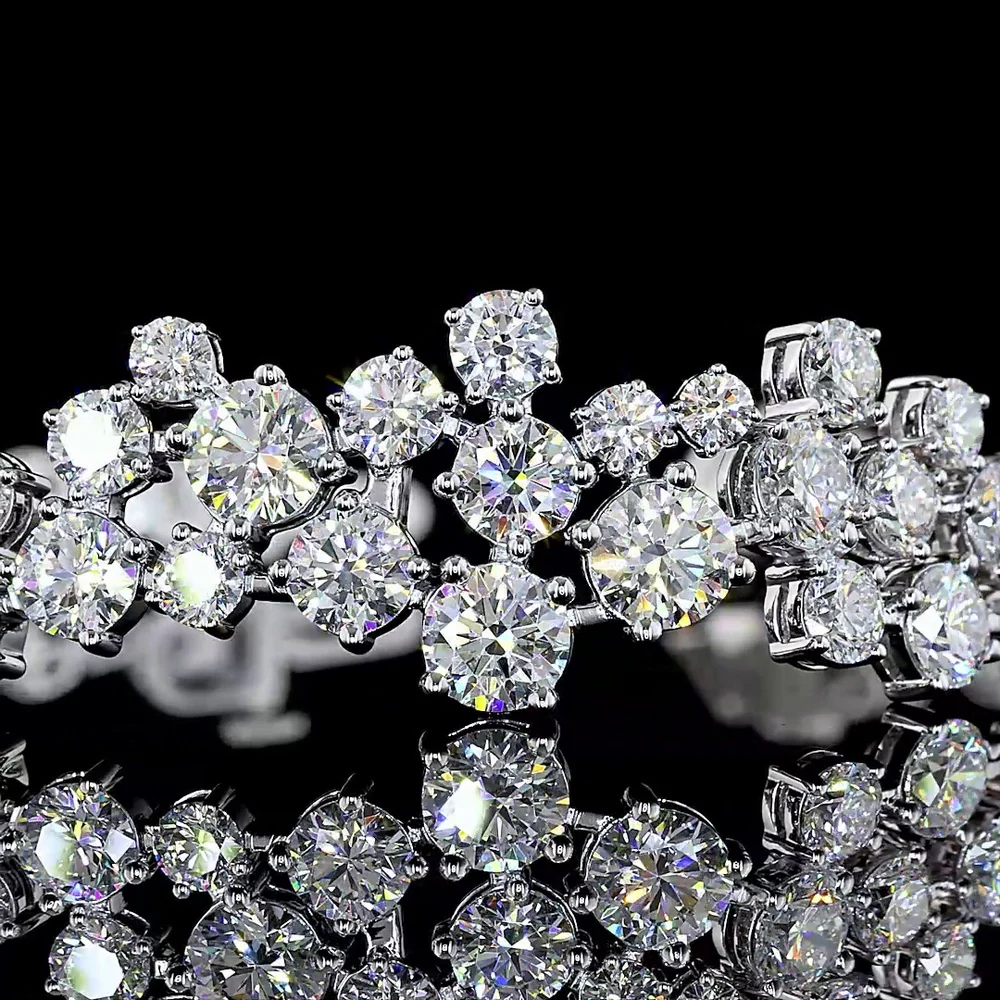14K White Gold 7.5" Special Bracelet with Prong Set Round Brilliant Lab Diamonds - 9.31 Carat Total Diamond Weight - Covaloro Fine Jewelry - Image 2