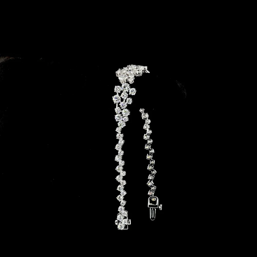 14K White Gold 7.5" Special Bracelet with Prong Set Round Brilliant Lab Diamonds - 9.31 Carat Total Diamond Weight - Covaloro Fine Jewelry - Image 3