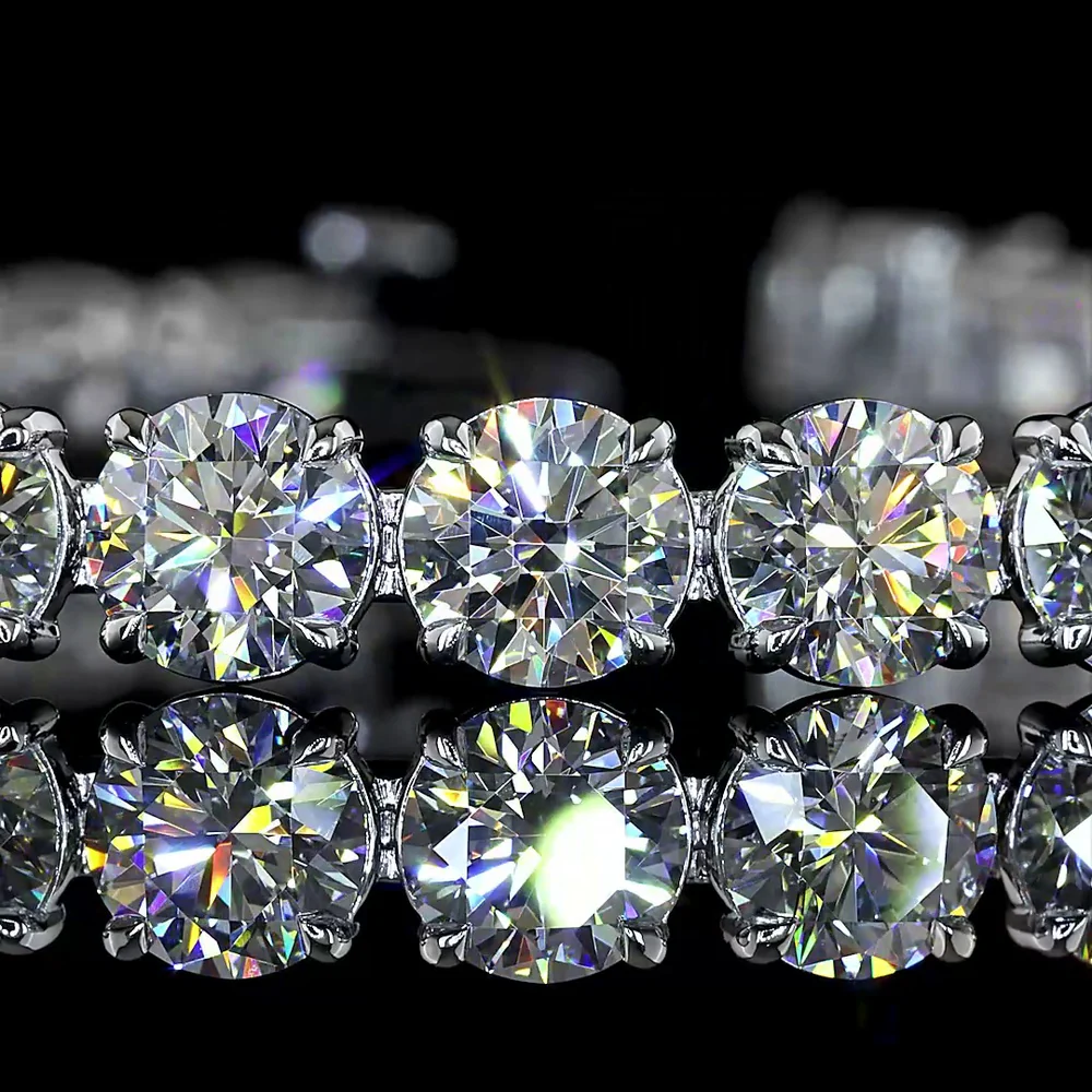 14K White Gold 7.5" Tennis Bracelet with 29 Round Brilliant and 4 Marquise Cut Lab Diamonds - 19.69 Carat Total Weight - Covaloro Fine Jewelry - Image 2