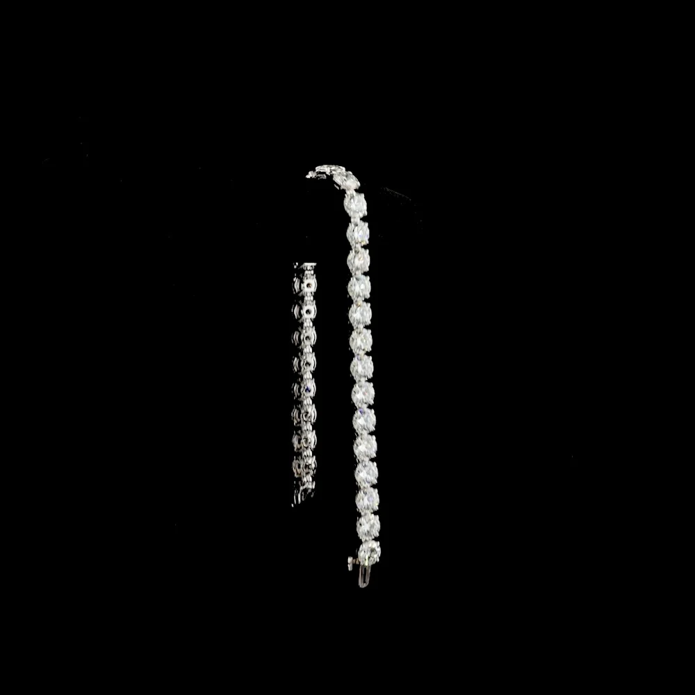 14K White Gold 7.5" Tennis Bracelet with 29 Round Brilliant and 4 Marquise Cut Lab Diamonds - 19.69 Carat Total Weight - Covaloro Fine Jewelry - Image 3