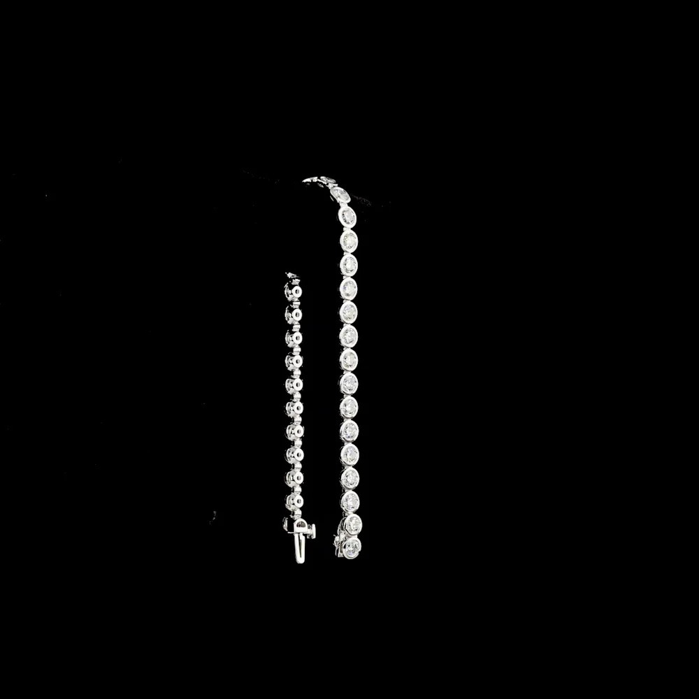 14K White Gold 7.5" Tennis Bracelet with 33 Bezel Set Round Lab Diamonds - 6.76 Carat Total Diamond Weight - Covaloro Fine Jewelry - Image 3