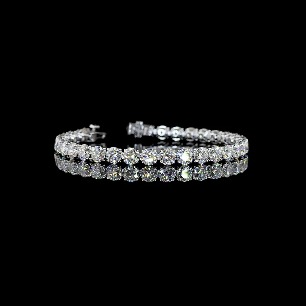 14K White Gold 7.5" Tennis Bracelet with 34 Prong Set Round Lab Diamonds - 17.42 Carat Total Diamond Weight E-F Color VS1 Clarity - Covaloro Fine Jewelry