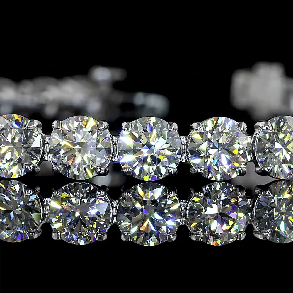 14K White Gold 7.5" Tennis Bracelet with 34 Prong Set Round Lab Diamonds - 17.42 Carat Total Diamond Weight E-F Color VS1 Clarity - Covaloro Fine Jewelry - Image 2