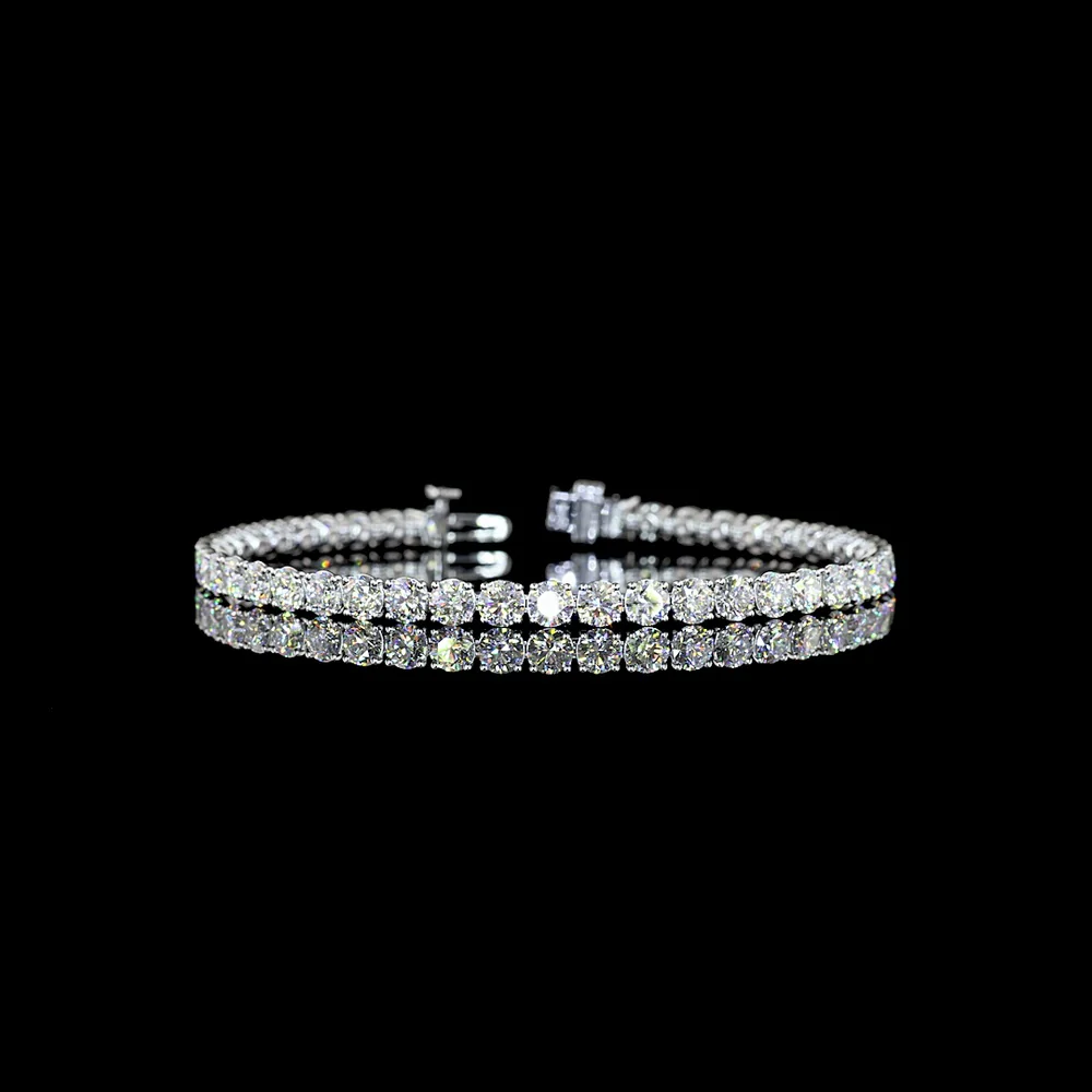 14K White Gold 7.5" Tennis Bracelet with 43 Round Brilliant Cut and 8 Marquise Cut Lab Diamonds - 9.10 Carats Total Diamond Weight - Covaloro Fine Jewelry