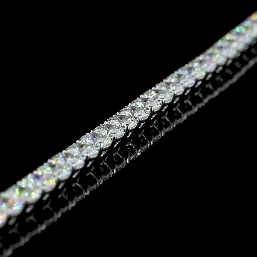 14K White Gold 7.5" Tennis Bracelet with 43 Round Brilliant Cut and 8 Marquise Cut Lab Diamonds - 9.10 Carats Total Diamond Weight - Covaloro Fine Jewelry - Image 3