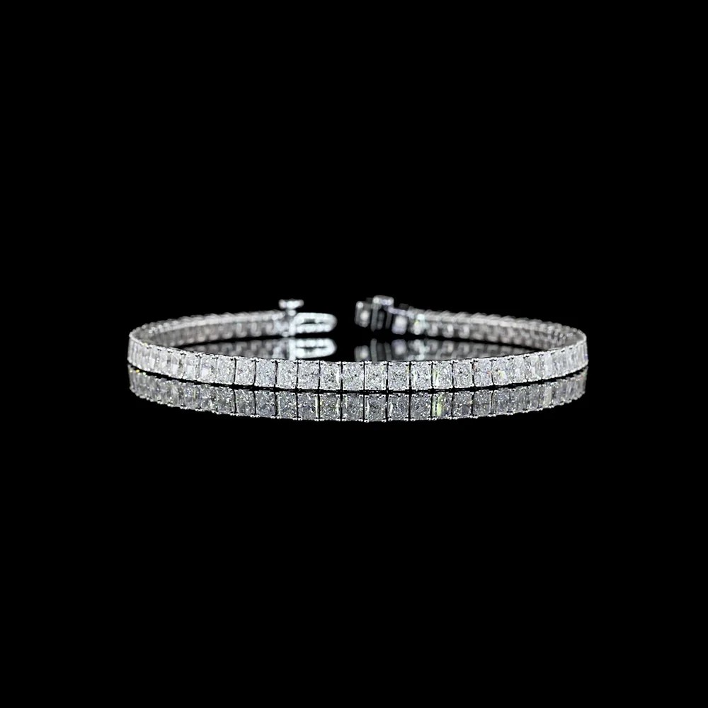 14K White Gold 7.5" Tennis Bracelet with 64 Prong-Set Radiant Cut Lab Diamonds - 8.00 Carat Total Diamond Weight - Covaloro Fine Jewelry