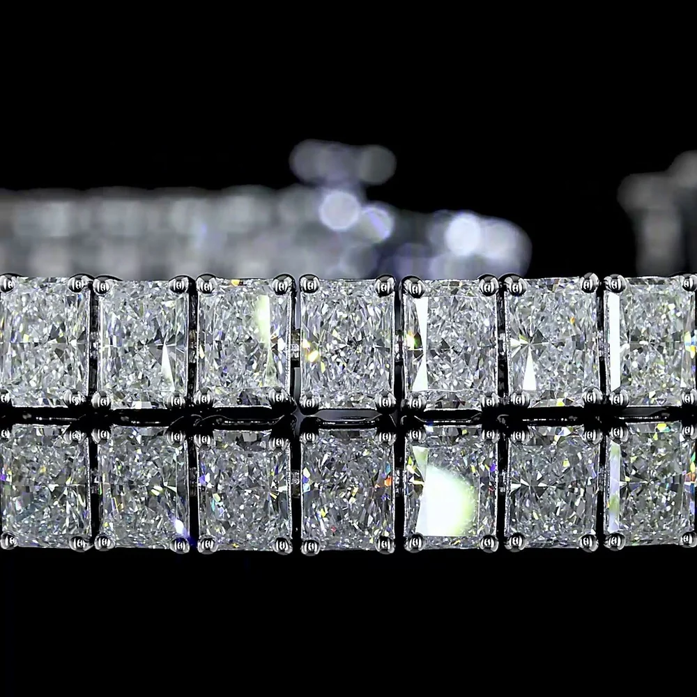 14K White Gold 7.5" Tennis Bracelet with 64 Prong-Set Radiant Cut Lab Diamonds - 8.00 Carat Total Diamond Weight - Covaloro Fine Jewelry - Image 2