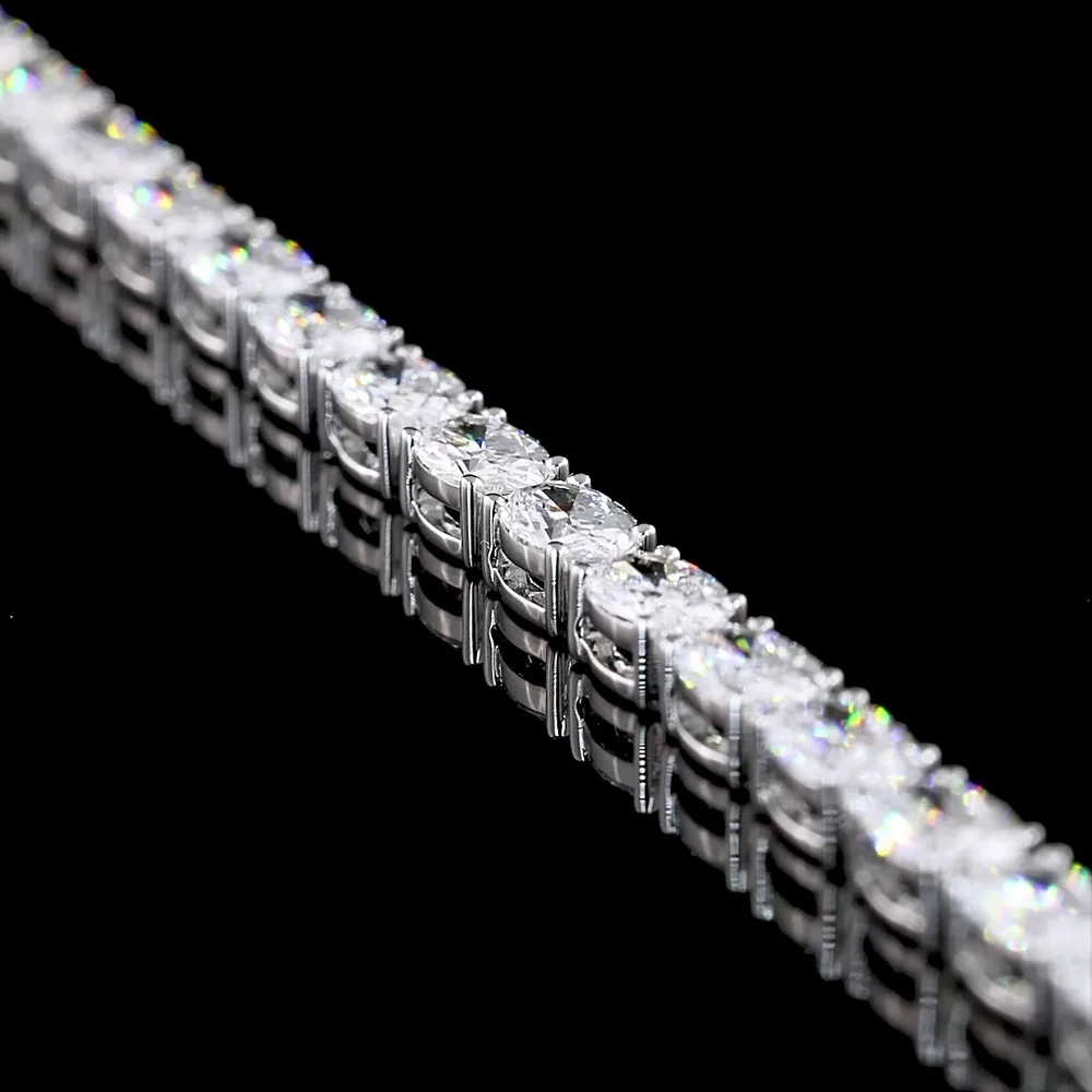 14K White Gold 7.5" Tennis Bracelet with East-West Oval Cut Lab Diamonds - 6.15 Carats Total Diamond Weight - Covaloro Fine Jewelry - Image 3