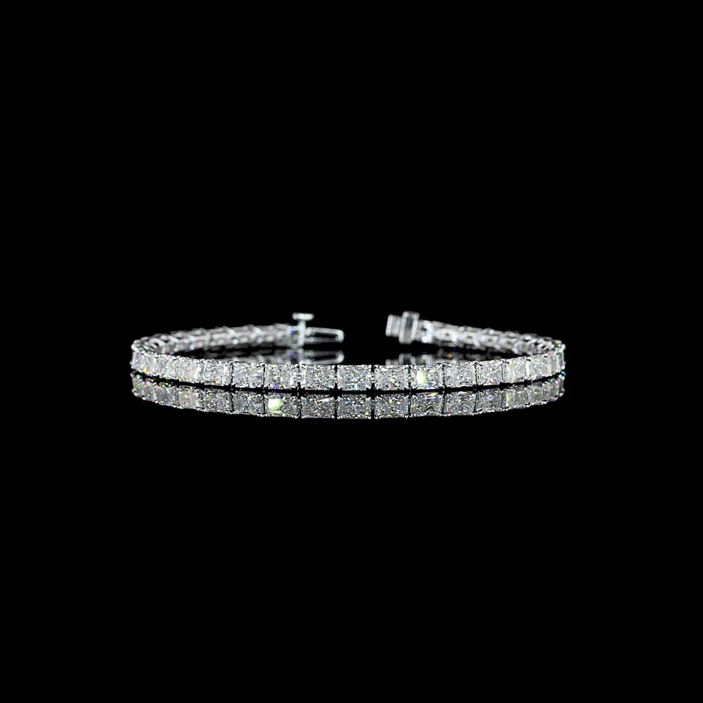 14K White Gold 7.5" Tennis Bracelet with East-West Prong Set Radiant Cut Lab Diamonds - 10.13 Carat Total Diamond Weight - Covaloro Fine Jewelry