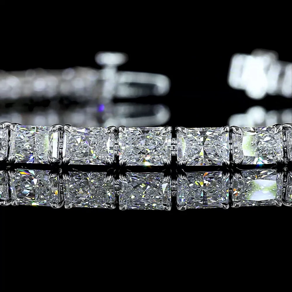 14K White Gold 7.5" Tennis Bracelet with East-West Prong Set Radiant Cut Lab Diamonds - 10.13 Carat Total Diamond Weight - Covaloro Fine Jewelry - Image 2