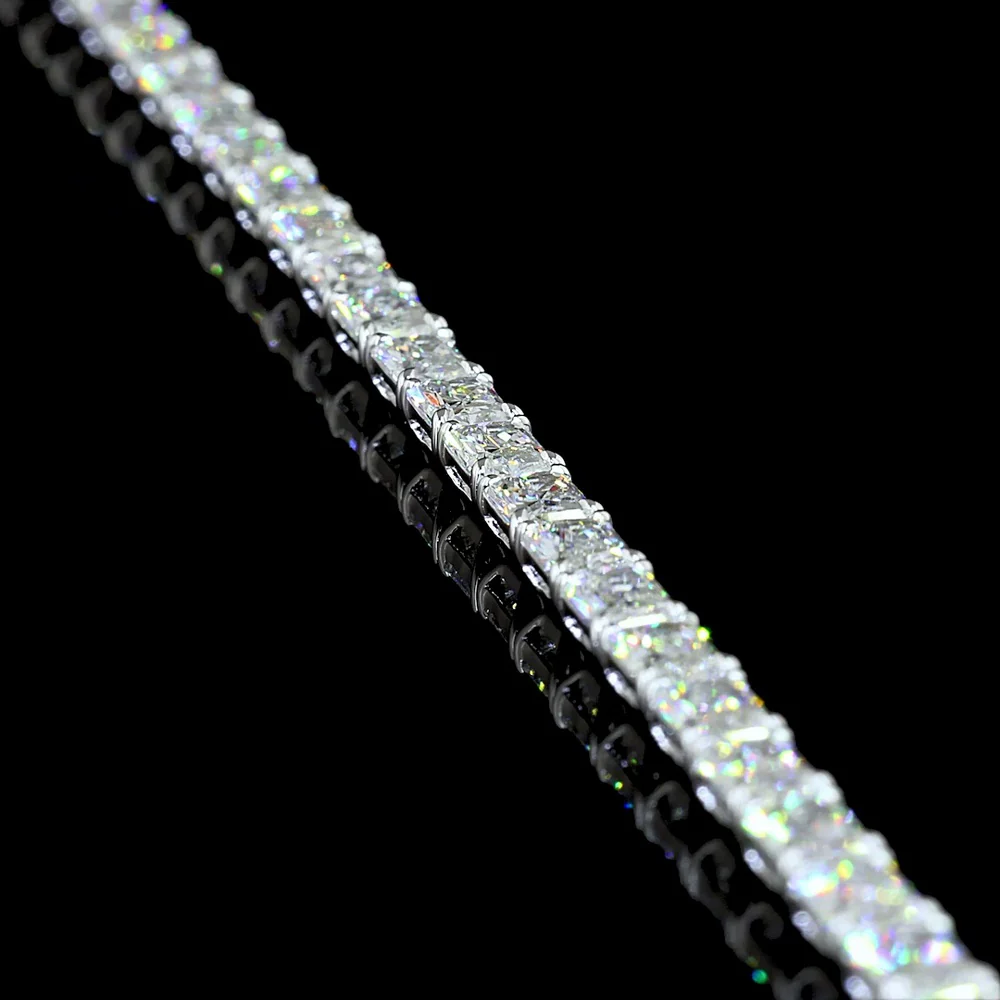14K White Gold 7.5" Tennis Bracelet with East-West Prong Set Radiant Cut Lab Diamonds - 10.13 Carat Total Diamond Weight - Covaloro Fine Jewelry - Image 3