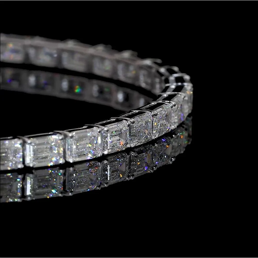 14K White Gold 7.5" Tennis Bracelet with East-West Set Emerald Cut Lab Diamonds - 5.47 Carats Total Diamond Weight - Covaloro Fine Jewelry - Image 3