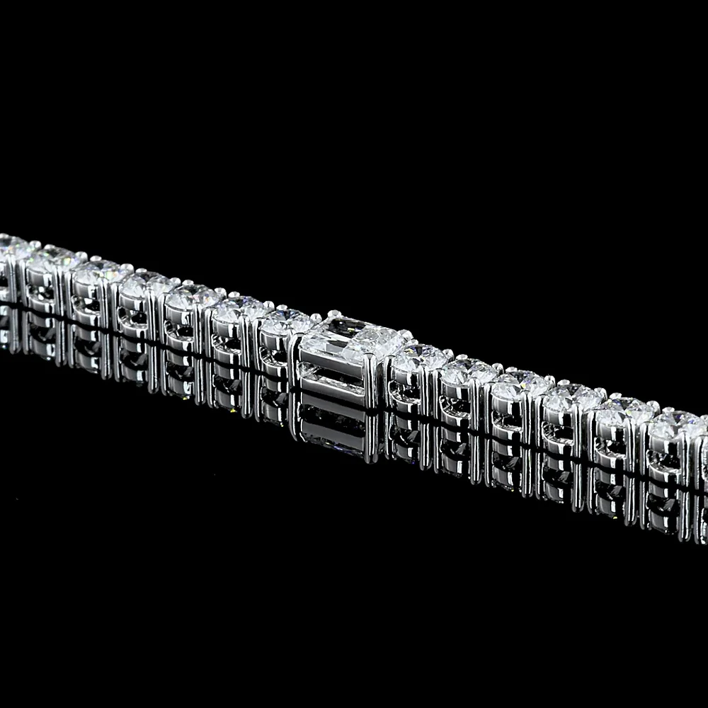 14K White Gold 7.5" Tennis Bracelet with East-West Set Radiant and Brilliant Cut Lab Diamonds - 5.65 Carat Total Weight - Covaloro Fine Jewelry - Image 2