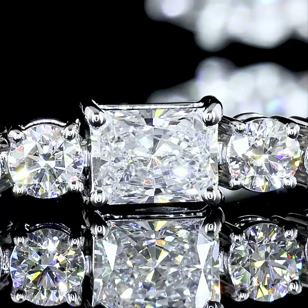 14K White Gold 7.5" Tennis Bracelet with East-West Set Radiant and Brilliant Cut Lab Diamonds - 5.65 Carat Total Weight - Covaloro Fine Jewelry - Image 3