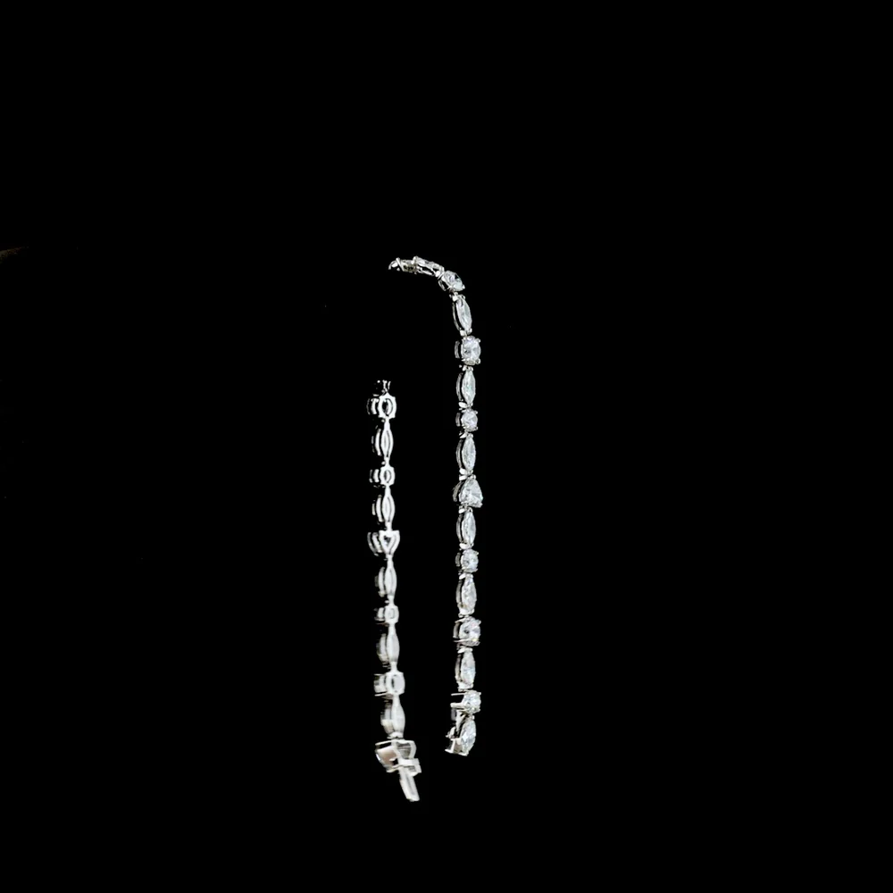 14K White Gold 7.5" Tennis Bracelet with Mixed Shape Lab Diamonds (Brilliant, Heart, Marquise, Round) - 9.49 Carats Total Diamond Weight - Covaloro Fine Jewelry - Image 3