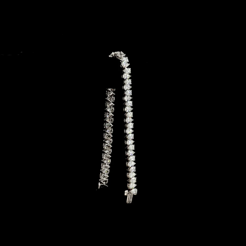 14K White Gold 7.5" Tennis Bracelet with North-South Pear Shape Lab Diamonds - 12.49 Carats Total Diamond Weight - Covaloro Fine Jewelry - Image 3