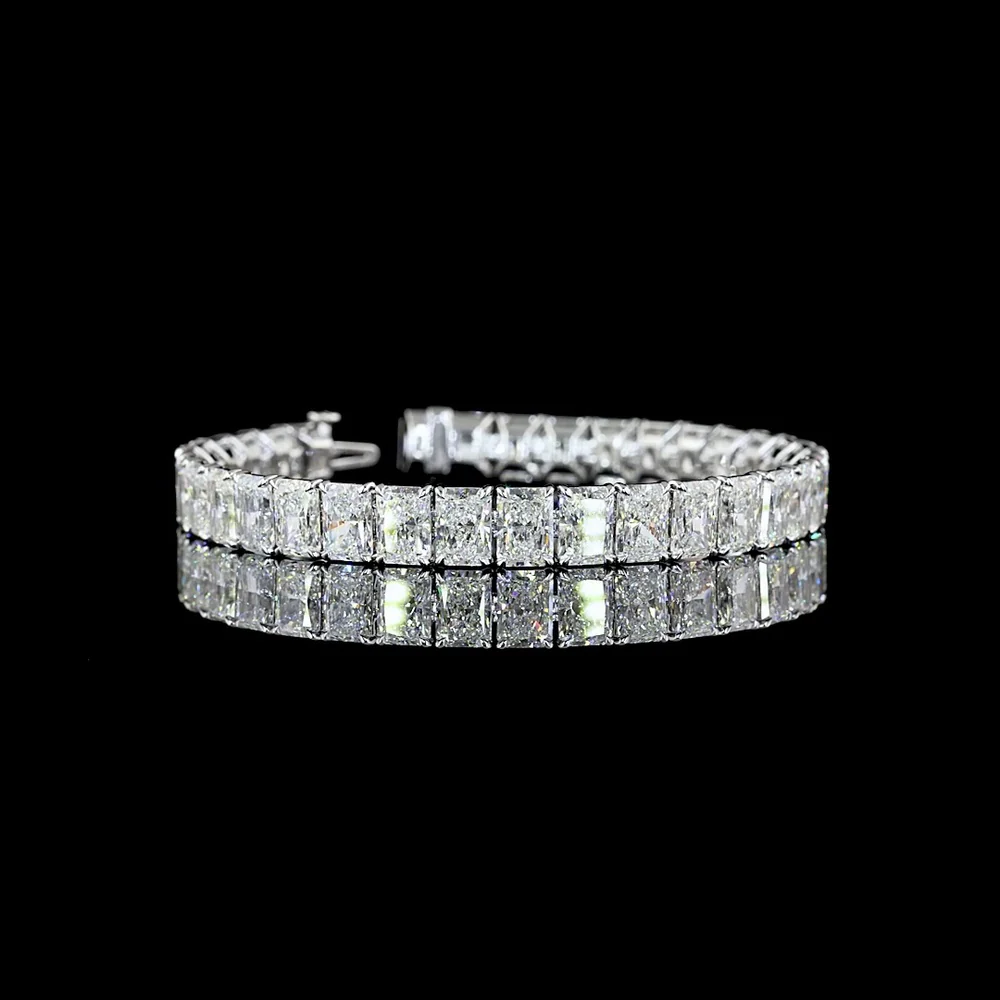14K White Gold 7.5" Tennis Bracelet with Prong Set Radiant Cut Lab Diamonds - 31.87 Carat Total Diamond Weight - Covaloro Fine Jewelry
