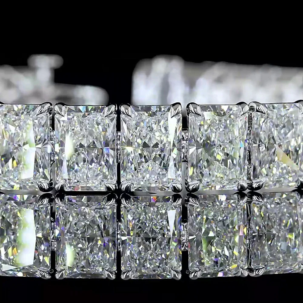 14K White Gold 7.5" Tennis Bracelet with Prong Set Radiant Cut Lab Diamonds - 31.87 Carat Total Diamond Weight - Covaloro Fine Jewelry - Image 2