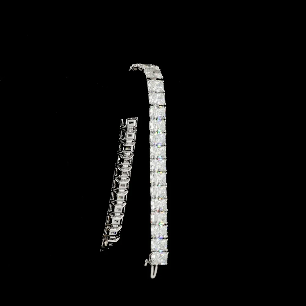 14K White Gold 7.5" Tennis Bracelet with Prong Set Radiant Cut Lab Diamonds - 31.87 Carat Total Diamond Weight - Covaloro Fine Jewelry - Image 3