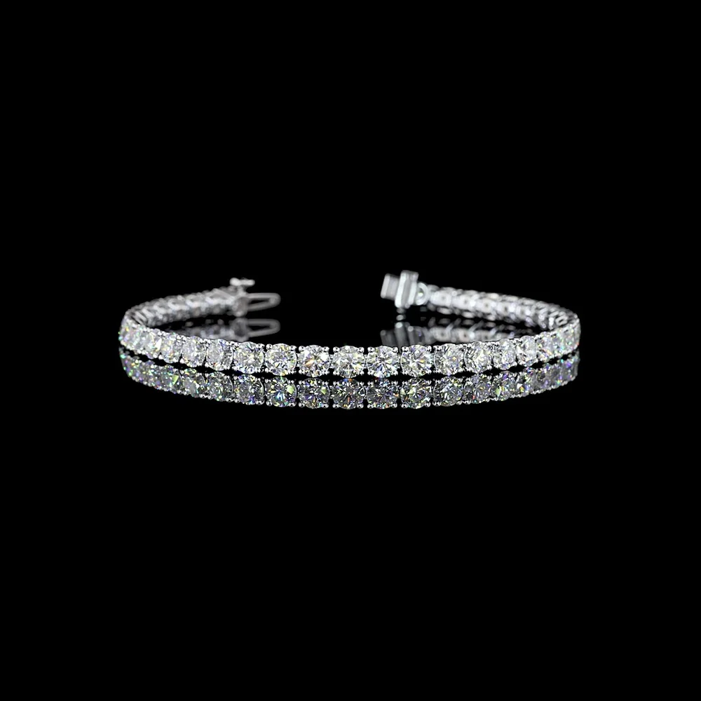 14K White Gold 7.5" Tennis Bracelet with Prong Set Round Lab Grown Diamonds - 10.34 Carats Total Diamond Weight, E-F Color VS2 Clarity - Covaloro Fine Jewelry