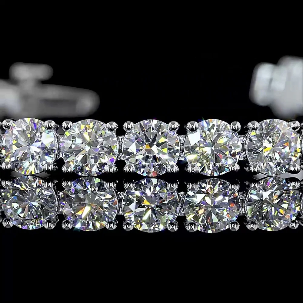 14K White Gold 7.5" Tennis Bracelet with Prong Set Round Lab Grown Diamonds - 10.34 Carats Total Diamond Weight, E-F Color VS2 Clarity - Covaloro Fine Jewelry - Image 2