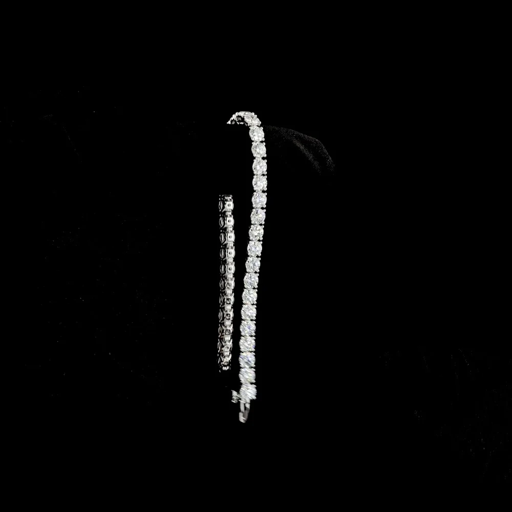 14K White Gold 7.5" Tennis Bracelet with Prong Set Round Lab Grown Diamonds - 10.34 Carats Total Diamond Weight, E-F Color VS2 Clarity - Covaloro Fine Jewelry - Image 3