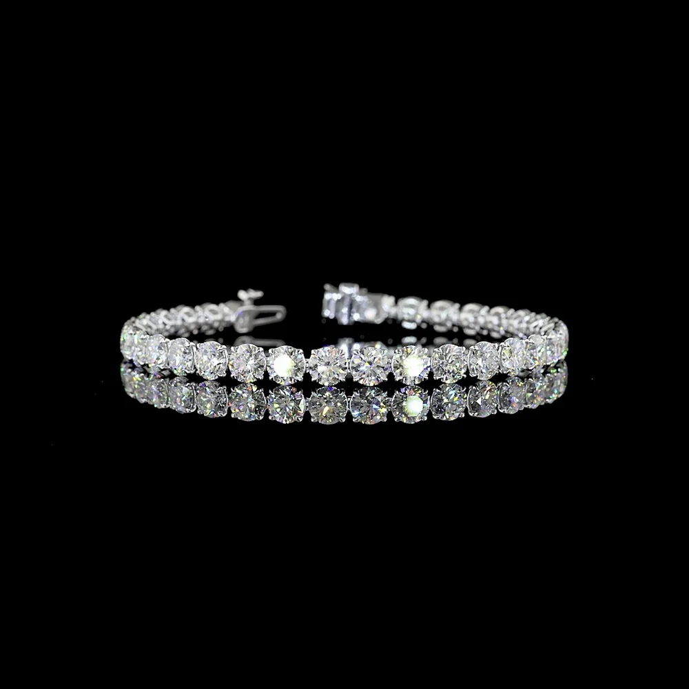 14K White Gold 7.5" Tennis Bracelet with Round and Marquise Cut Lab Diamonds - 16.35 Carat Total Diamond Weight - Covaloro Fine Jewelry