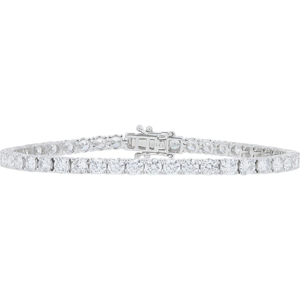 14K White Gold 7.62 Carat Total Weight Lab Grown Diamond Tennis Bracelet