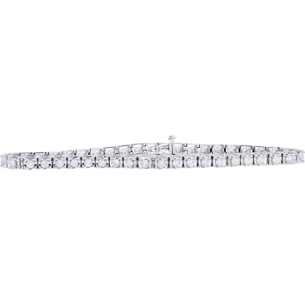 14K White Gold 7.75" Tennis Bracelet with 2.00 Carat Total Round Diamonds - Prong Set