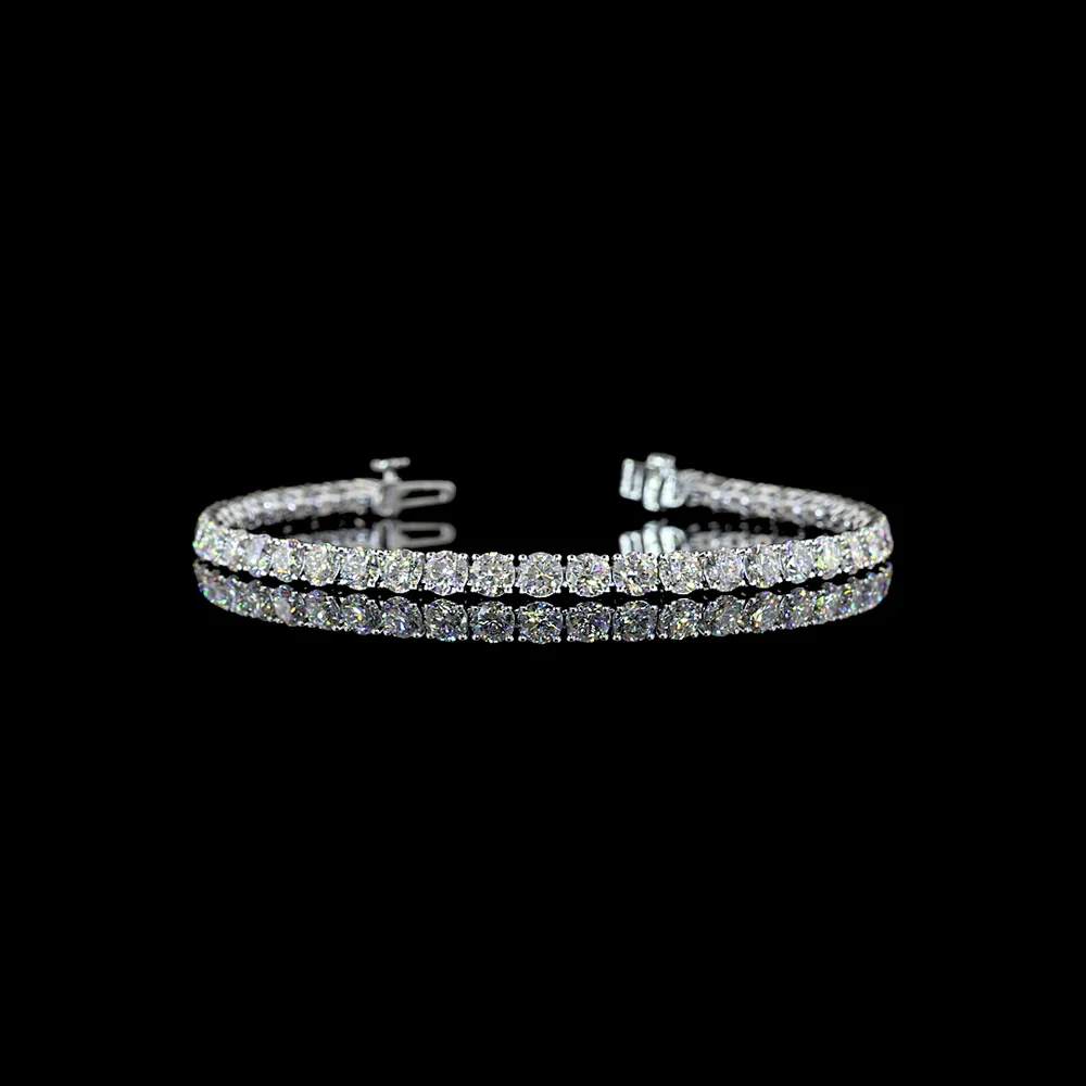 14K White Gold 7.91 Carat Tennis Bracelet with Prong Set Round Lab Diamonds - E-F Color VS1 Clarity - Covaloro Fine Jewelry