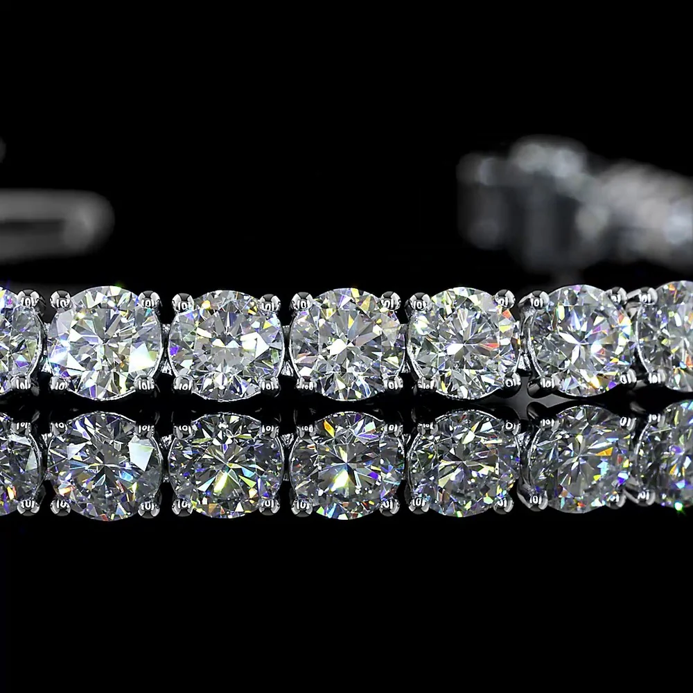 14K White Gold 7.91 Carat Tennis Bracelet with Prong Set Round Lab Diamonds - E-F Color VS1 Clarity - Covaloro Fine Jewelry - Image 2