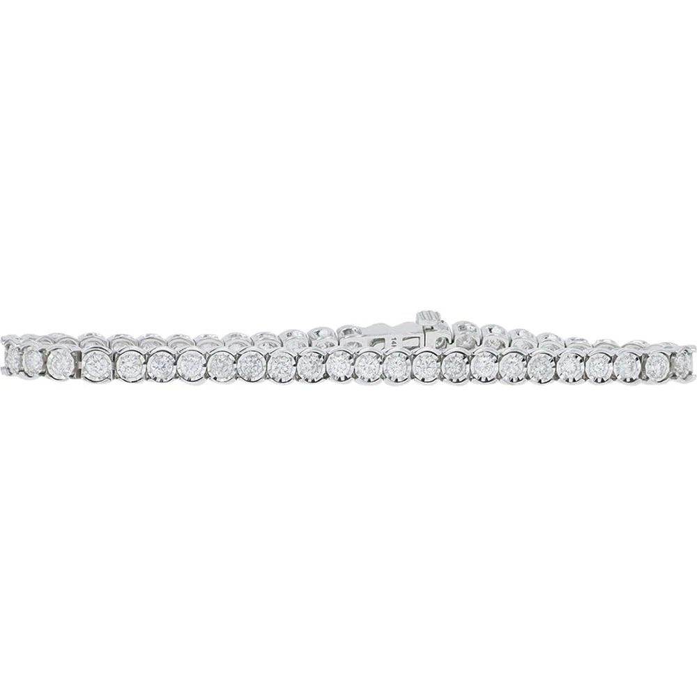 14K White Gold 7" Diamond Tennis Bracelet - 3.00 Carat Total Diamond Weight