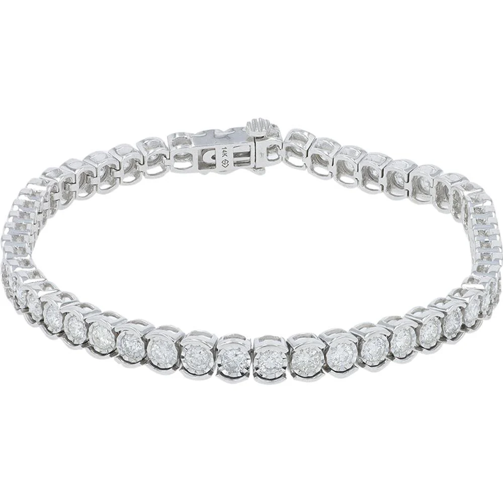 14K White Gold 7" Diamond Tennis Bracelet - 3.00 Carat Total Diamond Weight - Image 2