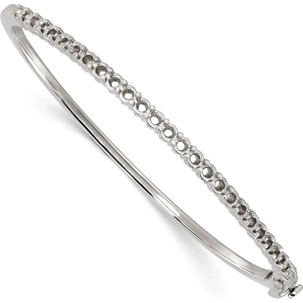 14K White Gold 7-Inch Hinged Bangle Mounting for 25 Round 2.9mm Stones - 1.9 Carat Total Weight by Oro Pregiato