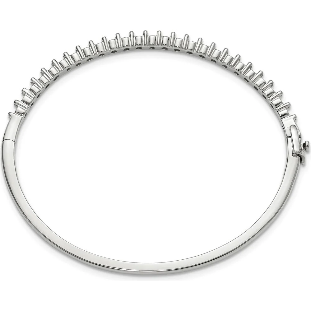 14K White Gold 7-Inch Hinged Bangle Mounting for 25 Round 2.9mm Stones - 1.9 Carat Total Weight by Oro Pregiato - Image 2