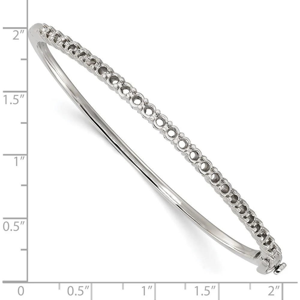 14K White Gold 7-Inch Hinged Bangle Mounting for 25 Round 2.9mm Stones - 1.9 Carat Total Weight by Oro Pregiato - Image 3
