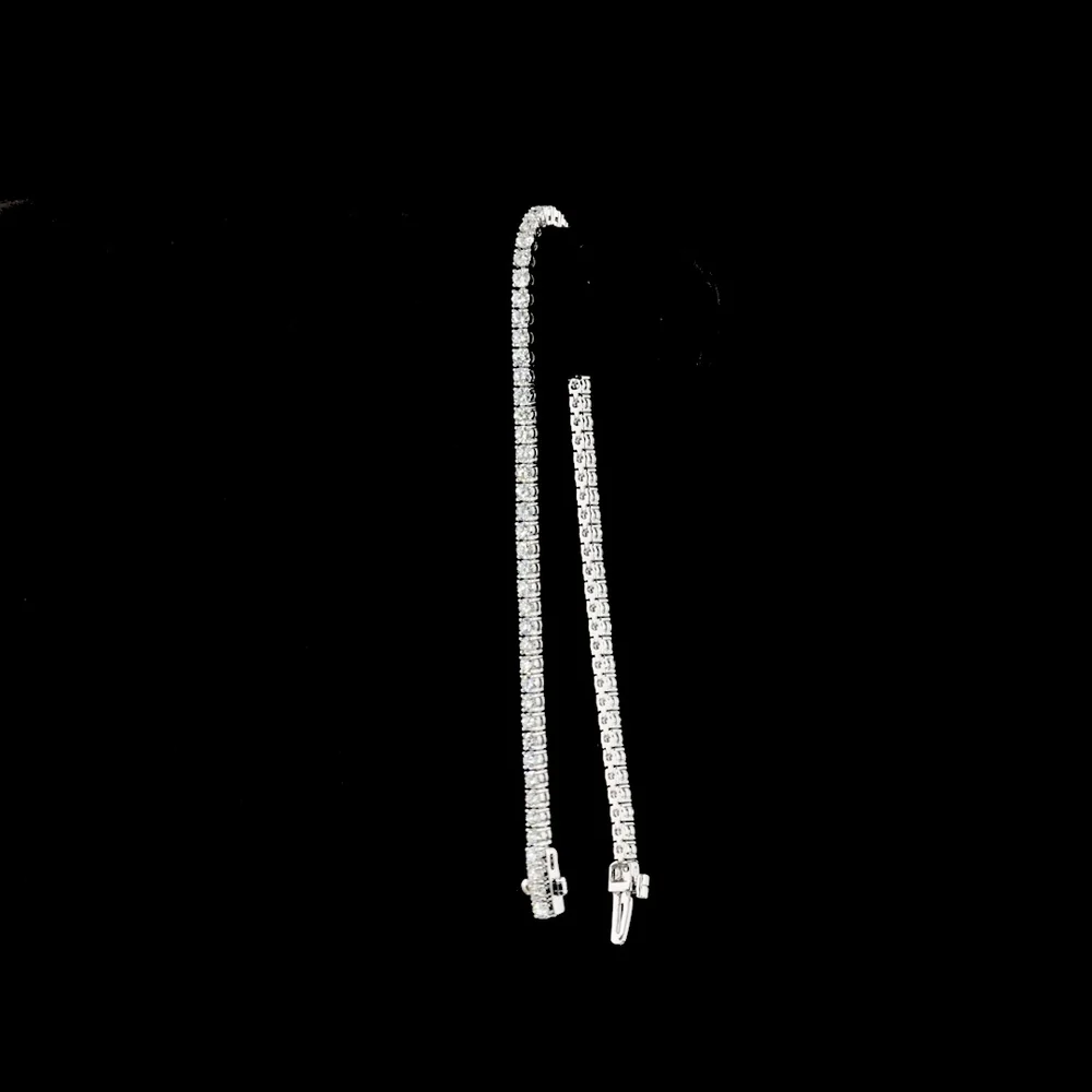 14K White Gold 7-Inch Tennis Bracelet with 76 Prong-Set Round Lab Diamonds - 2.73 Carat Total Diamond Weight - Covaloro Fine Jewelry - Image 3