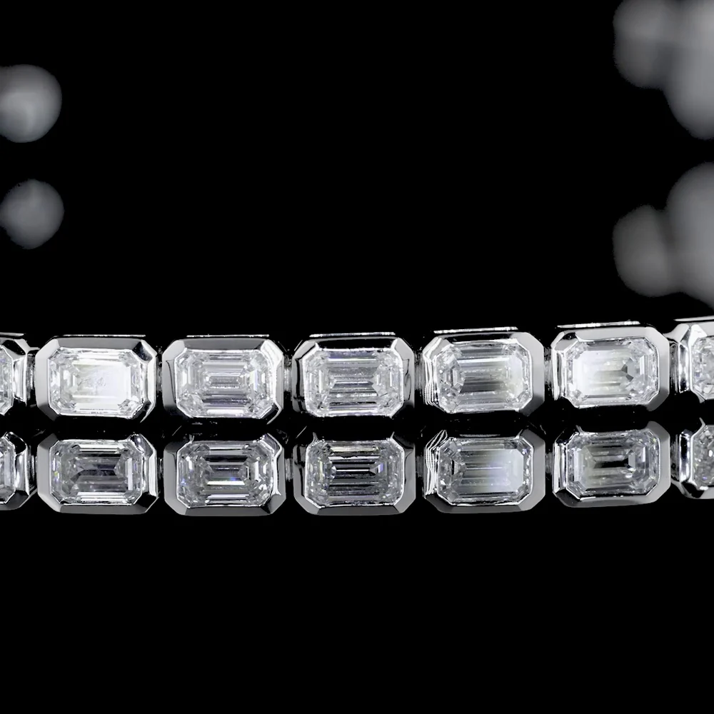 14K White Gold 7-Inch Tennis Bracelet with East-West Bezel Set Emerald Cut Lab Diamonds - 3.05 Carat Total Weight (E-F Color, VS1 Clarity) - Covaloro Fine Jewelry - Image 2