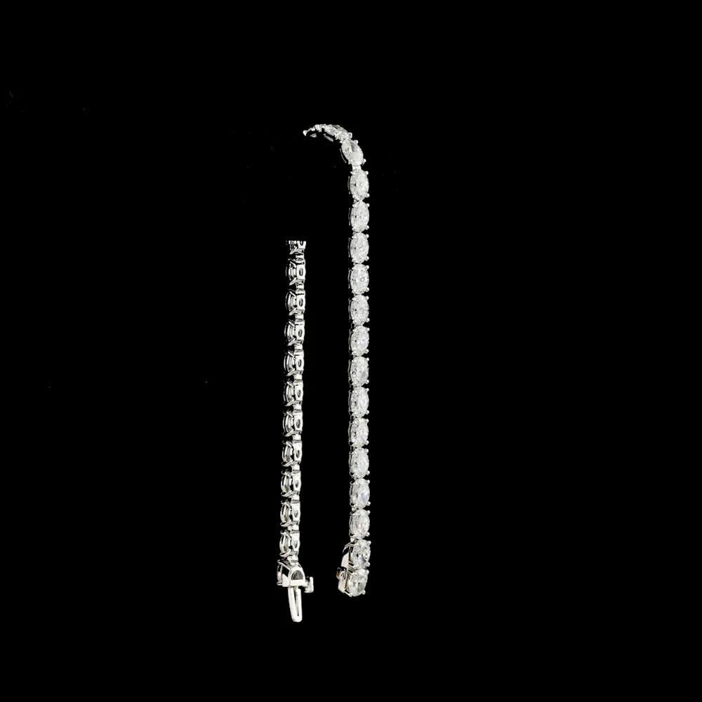 14K White Gold 7-Inch Tennis Bracelet with East-West Set Oval Cut Lab Diamonds - 10.54 Carats Total Diamond Weight - Covaloro Fine Jewelry - Image 3