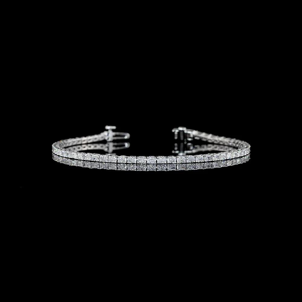 14K White Gold 7-Inch Tennis Bracelet with East-West Set Radiant Cut Lab Diamonds - 2.99 Carat Total Weight, E-F Color VS Clarity - Covaloro Fine Jewelry