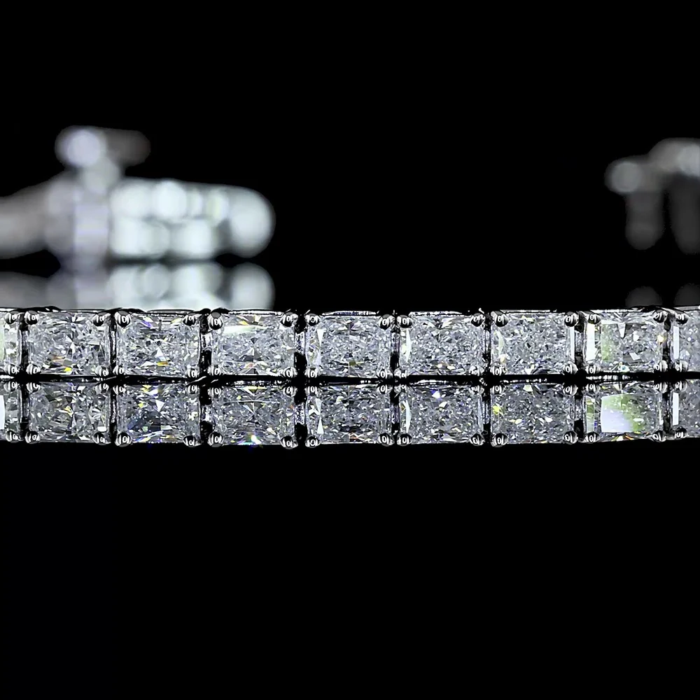 14K White Gold 7-Inch Tennis Bracelet with East-West Set Radiant Cut Lab Diamonds - 2.99 Carat Total Weight, E-F Color VS Clarity - Covaloro Fine Jewelry - Image 2