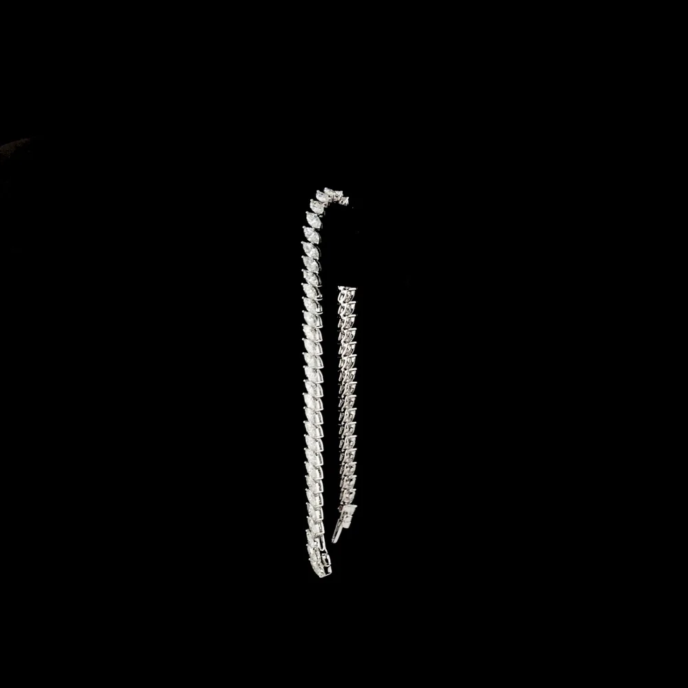 14K White Gold 7-Inch Tennis Bracelet with Inclined Prong-Set Marquise Cut Lab Diamonds - 6.65 Carats Total Diamond Weight - Covaloro Fine Jewelry - Image 3