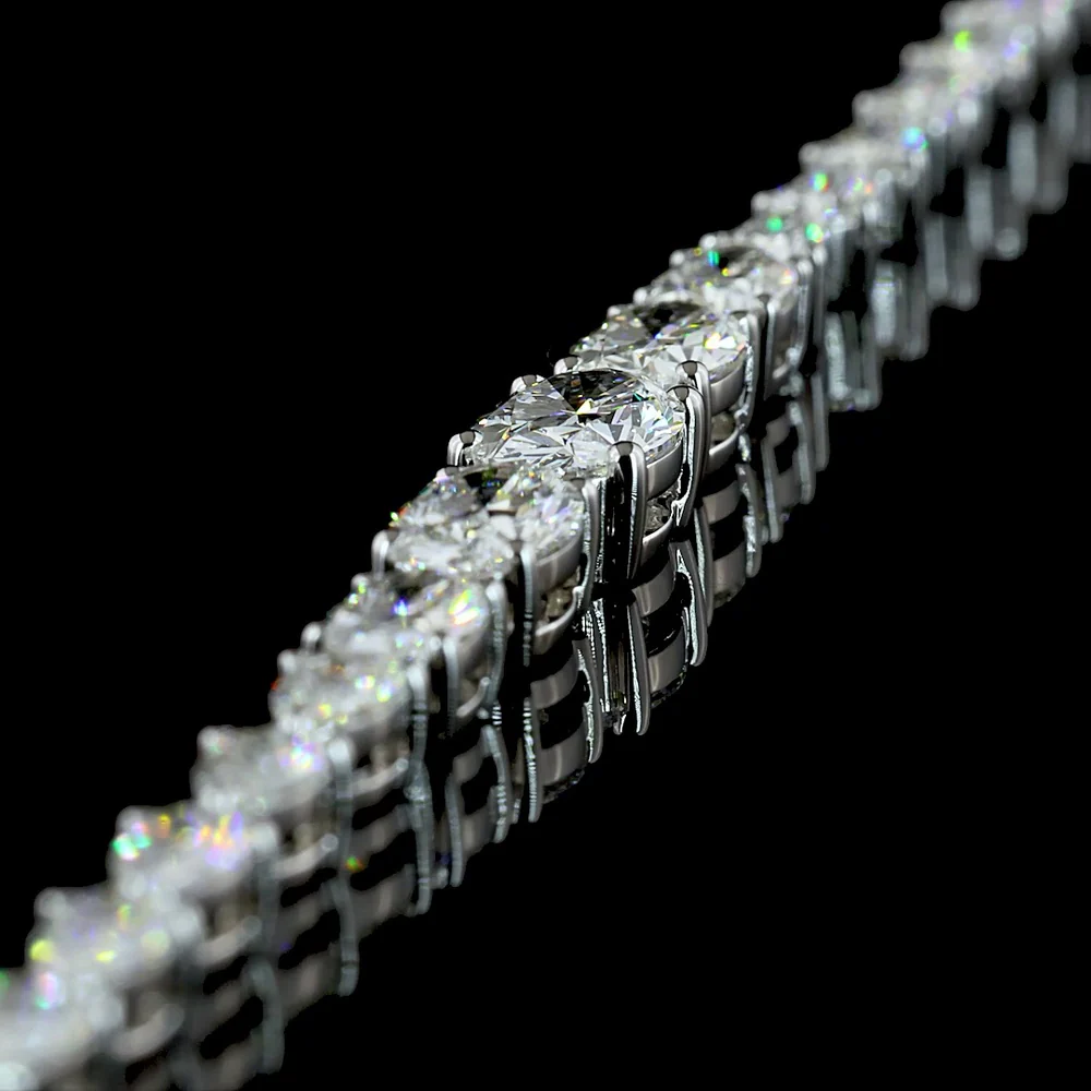 14K White Gold 7" Riviera Bracelet with East-West Set Oval and Pear Lab Diamonds - 5.55 Carats Total Diamond Weight - Covaloro Fine Jewelry - Image 3