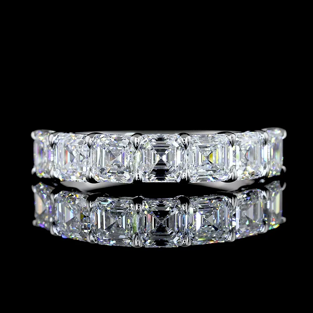 14K White Gold 7-Stone Asscher Cut Lab Diamond Eternity Band - 1.99 Carats Total Diamond Weight - Covaloro Fine Jewelry