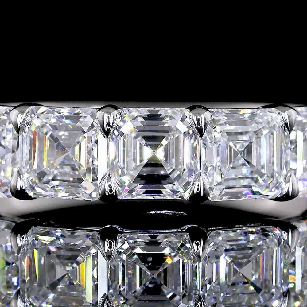 14K White Gold 7-Stone Asscher Cut Lab Diamond Eternity Band - 1.99 Carats Total Diamond Weight - Covaloro Fine Jewelry - Image 2