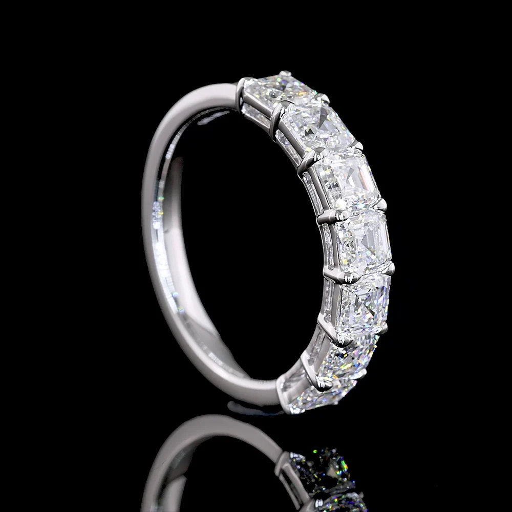 14K White Gold 7-Stone Asscher Cut Lab Diamond Eternity Band - 1.99 Carats Total Diamond Weight - Covaloro Fine Jewelry - Image 3