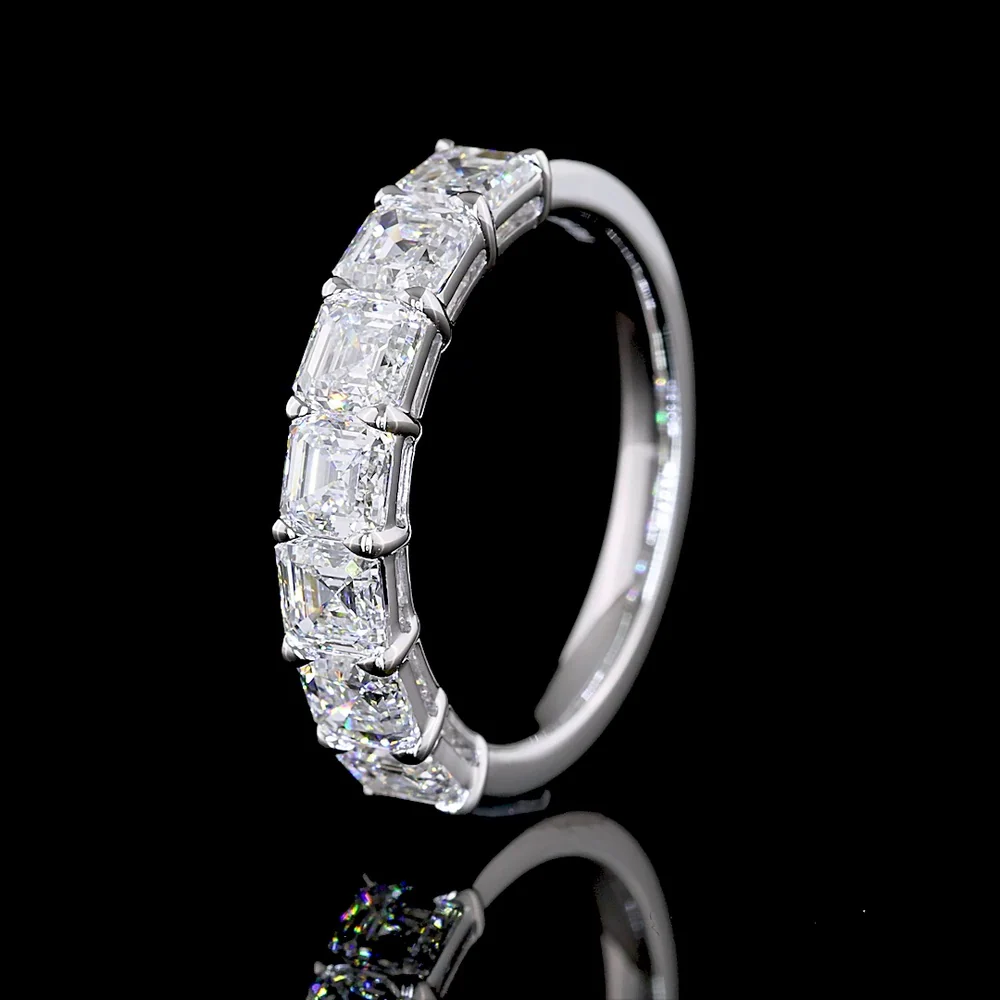 14K White Gold 7-Stone Asscher Cut Lab Diamond Eternity Band - 1.99 Carats Total Diamond Weight - Covaloro Fine Jewelry - Image 4