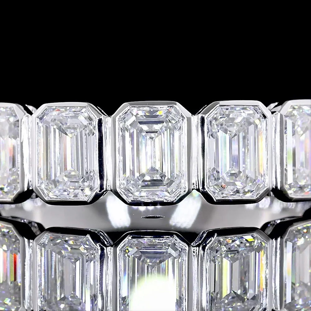 14K White Gold 7 Stone Bezel Set Emerald Cut Lab Diamond Eternity Band - 1.91 Carat Total Weight - Covaloro Fine Jewelry - Image 2