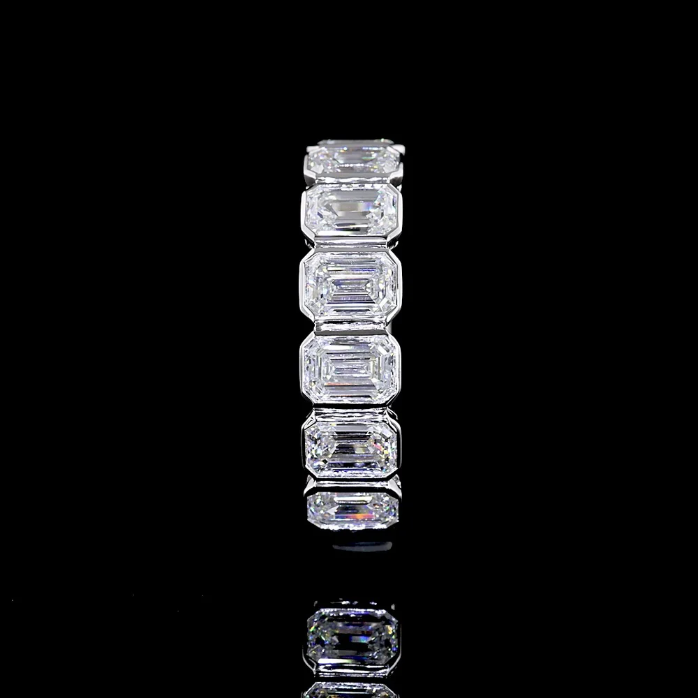 14K White Gold 7 Stone Bezel Set Emerald Cut Lab Diamond Eternity Band - 1.91 Carat Total Weight - Covaloro Fine Jewelry - Image 4